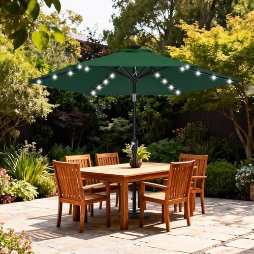 Image of ABCCANOPY Durable Solar Led Patio Umbrellas with 24LED Lights 7.5FT (Green)