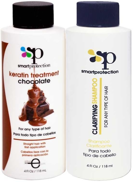Chocolate Medium Strength Keratin Treatment with Clarifying Shampoo 4oz by Smart Protection