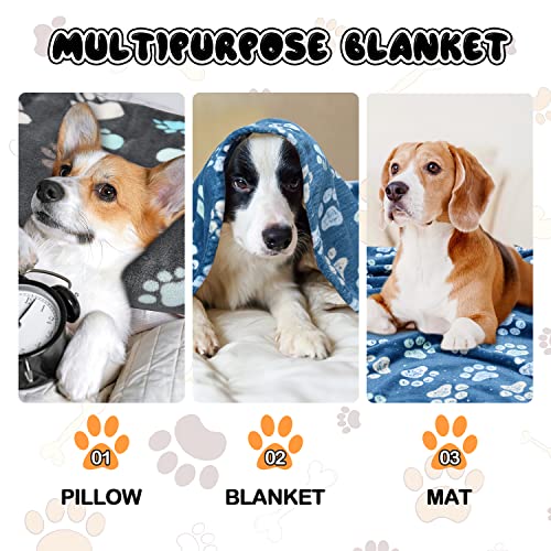Rezutan 1 Pack 3 Blankets for Dogs, Dog Blanket for Large & Medium Pet Cat, Premium Soft Fluffy Suitable for Dog Kennels & Beds, Sofas, Gifts Puppy Essentials, 41x31inch, Gray/Blue/Beige - Image 8