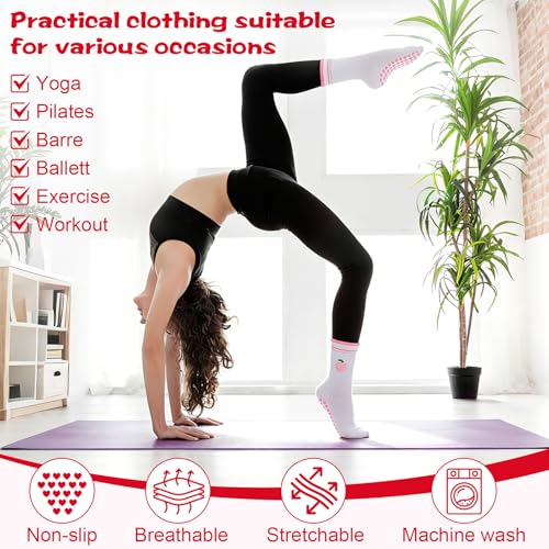 Image of Pilates Grip Yoga Socks for Women Cute Non Slip Socks | Cute Non Slip Socks, Athletic Grippy Sock, Barre Ballet Fitness Workout
