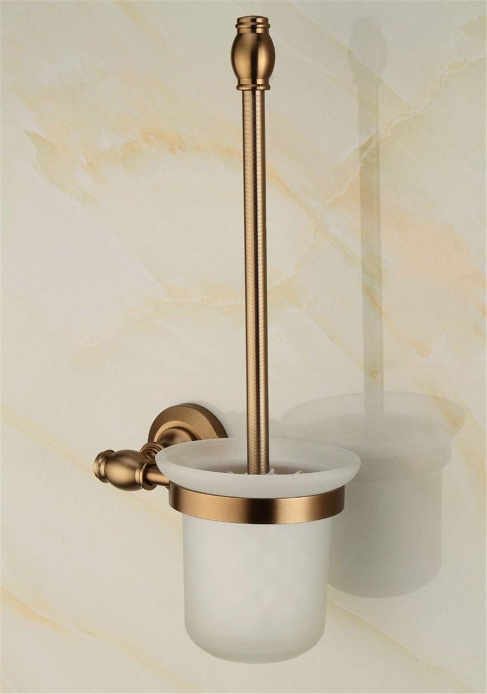 VHVCX Aluminum Antique Brass Bathroom Toilet Brush Holder with Glass Cup Sets Bathroom Accessories Bathroom Shelf