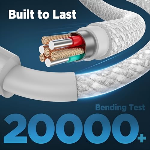 Image of Iphone 15 Pro 3Ft Type C to C Cable Compatible with 15 Plus, Fast Charging Cord for Samsung Galaxy S23 Fe Ultra S22 S21 Fe S20 Fe Note 20 A54 A14(White)