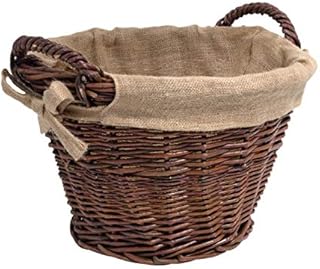 Weide-Kaminholzkorb Ø45 cm mit Jute