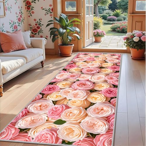 Tapete Pasillo Rosas Degradado Rosa-Amarillo 1.3x7ft miniatura 1
