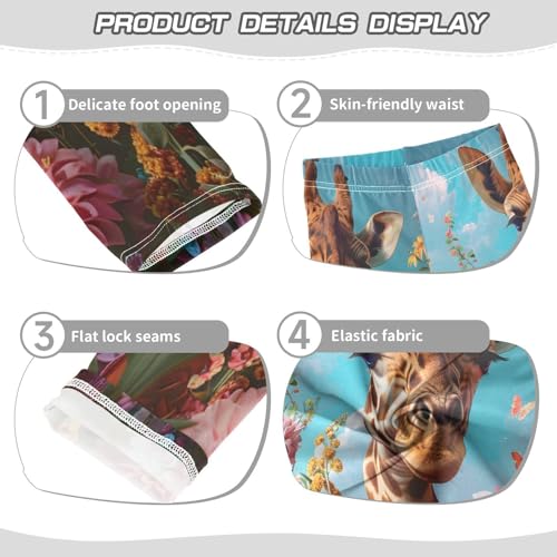Toddler Girls Leggings Printed Yoga Pants Leggings Giraffe Head Flowers for Kids3