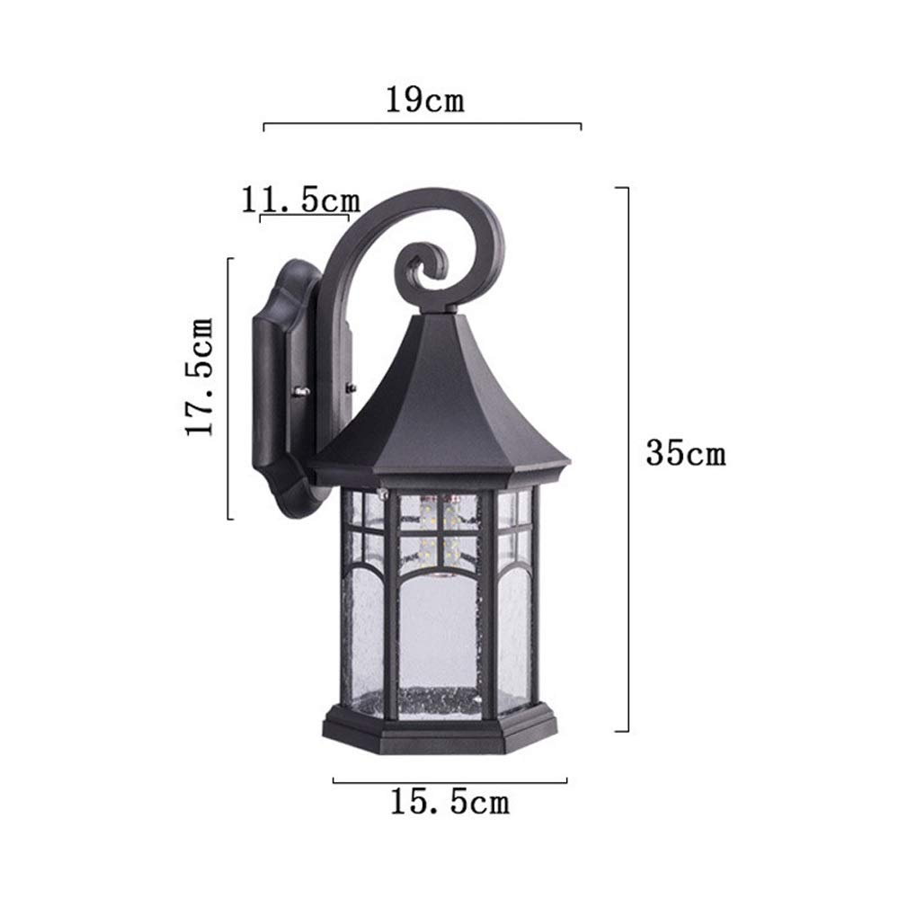 Applique Murale d'extérieur pour lampadaire, Applique Murale de Jardin décorative Noire Mate, Lanterne étanche à la poussière, Lampe Murale en Aluminium moulé E27, a(
