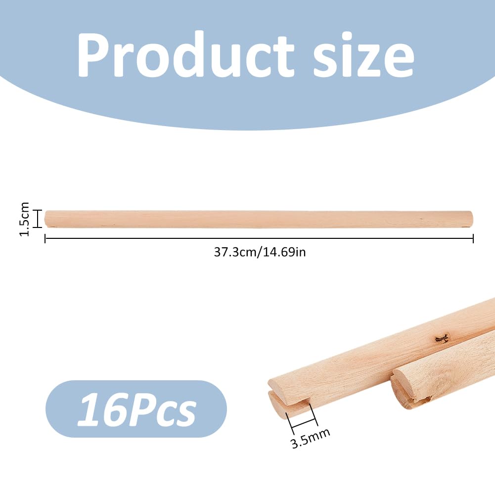 SUPERFINDINGS 16 Pièces Perchoirs Pour Oiseaux En Bois Naturel 37.3×1.5 cm Support Pour Perroquet Branche Perchoir Suspendu En Bois Pour Cage D Oiseaux Avec Fentes À Double Tête Pour Petites Perruches