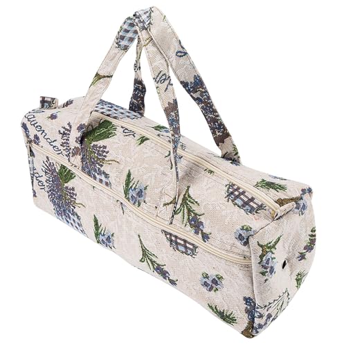 Image of Oumefar Household Fabric Bag Crafts Knitting Needles Storage Sewing Accessories Needles Organizer Bag Make up Bag Knitting Bags And Totes for Organization Storage(Purple flower) Cosmeticcase