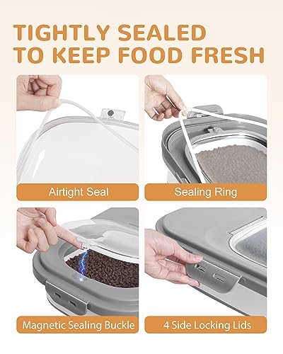 DDMOMMY 20-23Lbs Dog Food Storage Container - Collapsible Dog Food Container with Attachable Casters and Scoop,Travel Silicone Bowl, Pet Food Storage Containers to Keep Dry Food Fresh,Easy to Move