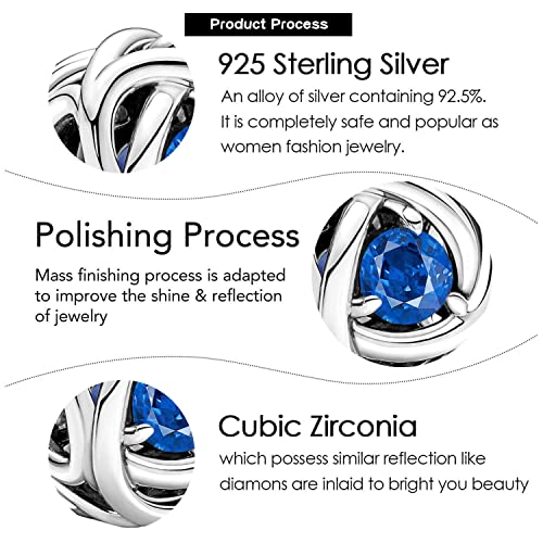 VALGACLS Birthstone Charms for Bracelet Necklace - 925 Sterling Silver Happy Birthday Charm for Women Girls Jewelry Gifts 5