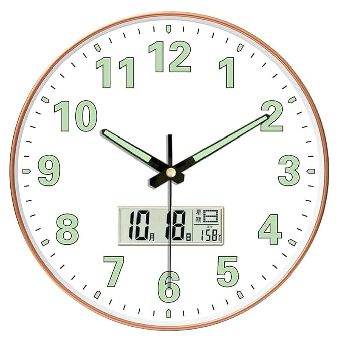 Buy STAR WORK Glass Digital Non Ticking Silent Quartz Wall Clock Night Glow Mute And Quiet