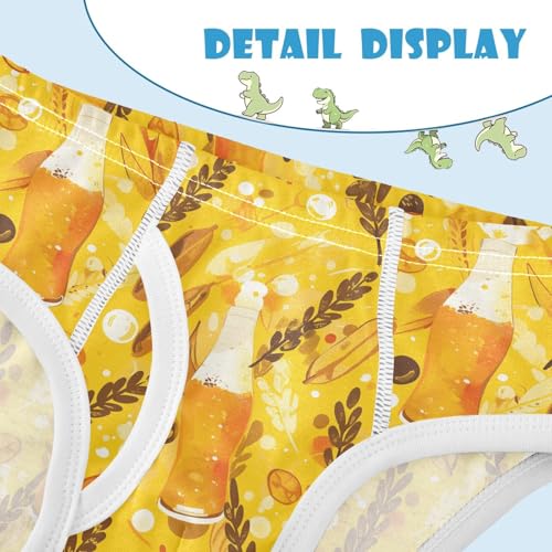 visesunny Boys Potty Training Underwear Golden Wheat Beer Pattern Breathe Cotton Briefs Size 2T-8Y for Toddler4