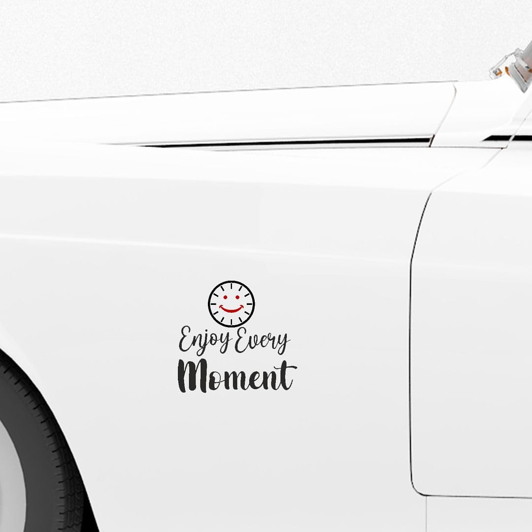 KREEPO Enjoy Every Moment Vinyl Sticker for All Type Vehicle Surface 2pcs Black Self-Adhesive (4.6x5in)