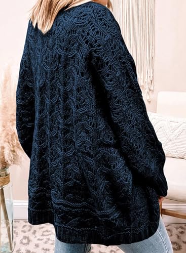 Image of Eytino Womens Plus Size Crochet Cardigan Sweater Long Sleeve Hollow Out Open Front Cardigans Outwear(1X-5X)