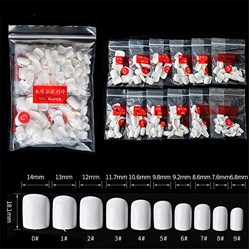 500pcs/Set Acrylic False Fake Nail Art Fingernail Short Square Head Fake Artificial Nails Transarent Nature White Full Cover False Nail Tips for Nail Extension (White) 500pcs/Set Acrylic False Fake Nail Art Fingernail Short Square Head Fake Artificial Nails Transarent Nature White Full Cover False Nail Tips for Nail Extension (White)