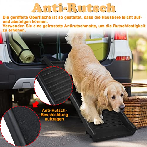 UISEBRT Hunderampe Auto Klappbar Hundetreppe Autorampe Hund Kofferraumrampe für Haustiere Einstiegshilfe, Anti-Rutsch, Robust, bis 90kg, 156 x 40cm, Schwarz
