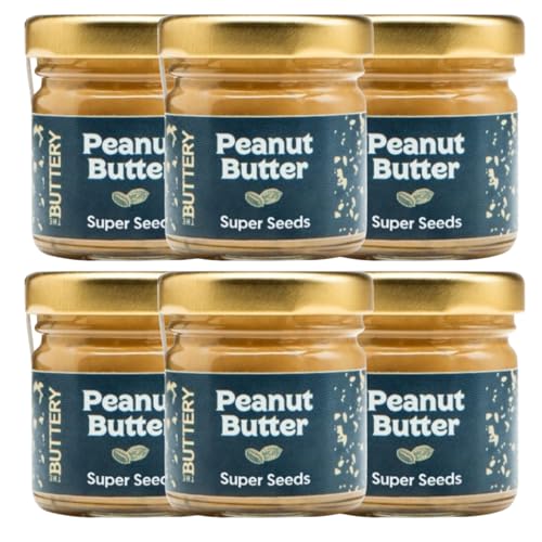 The Buttery – Peanut Butter Super Seeds/Crema de Cacahuete con Semillas, 100% Cacahuete Alto Oleico Saludable, Sin Aceite de Palma ni Azúcares Añadidos ni Gluten - 40g - 6 Pack