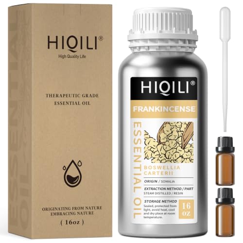 Image of HIQILI Frankincense Essential Oil Large Capacity for Body Massage | Skin Care and Aromatherapy.Suitable for Hotel, DIY Studio, Beauty Salon,SPA, Sauna, Bath Center - 500mL / 16 fl oz