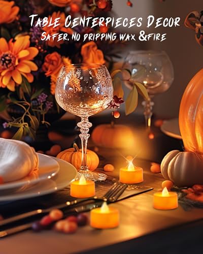Amagic AGPKNBCHENG24 Halloween Orange Led Tea Lights Candles, 24 Pack Battery Operated Flameless Tea Lights, Long Lasting Colored Tealights Candles For Christmas, Holiday Decor thumb #1