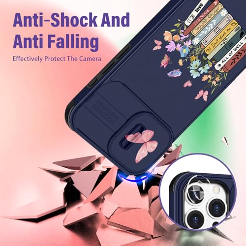 Image of Funermei (2in1 for iPhone 12 Pro Max Case for Women Cute Girls Butterfly Phone Cover Flower Books Girly Pretty Kawaii Design with Camera Cover Funda for Apple for iPhone 12 Pro Max Case