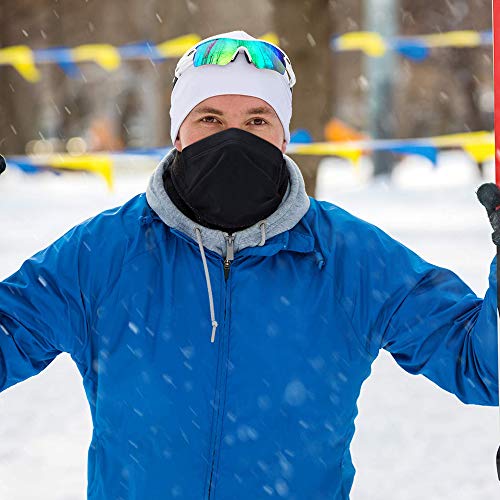 EasyULT 45cm Multifuncional Braga Cuello Moto Calentador de Cuello Mascarilla, Calentador Pasamontañas Polar Máscara de Esquí Gorro Invierno Hombre y Mujer Ciclismo Correr Aire Libre Accesorio-Negro
