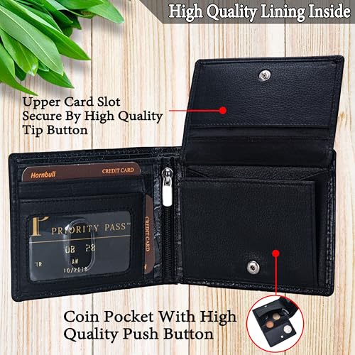 Image of HORNBULL Men's Personalized Wallet I Customized Slim Stylish Leather Purse with Name I Unique Birthday Gift for Men Boy Love Husband (Charcoal)