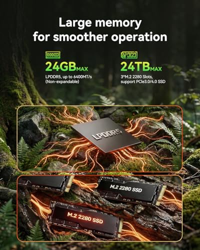 Image of AOOSTAR MACO AMD R7 6850H Mini PC (8C /16T 4.70Ghz) with LPDDR5 6400Mhz 24GB RAM Without SSD /OS,3 *M.2 Slots; Dual 2.5G LAN; LAN Dual USB4; Supports Quad-Screen Display