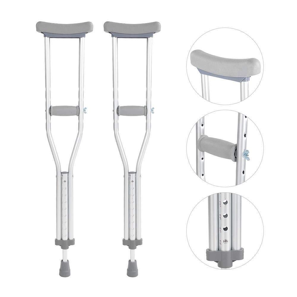 Stampella per Camminata Lunga Adulta, stampelle a Pressione in Lega in Lega di Alluminio Resistente a 102 cm con Cuscinetti Morbidi a Piedi con Impugnatura a Mano Regolabile Riduce Le stampelle di