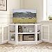 Panana Corner TV Stand - 47 Inch Media Console with 4 Doors and Shelves, Living Room Storage for TVs up to 51 Inch (White)
