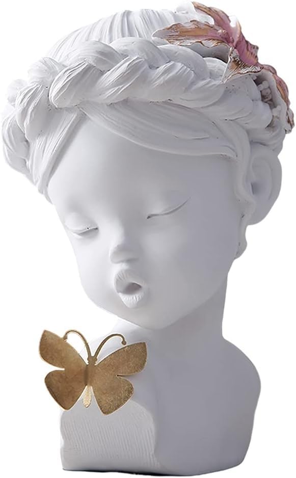 Statue ange papillon de collection AMUCK en résine blanche aux détails soignés
