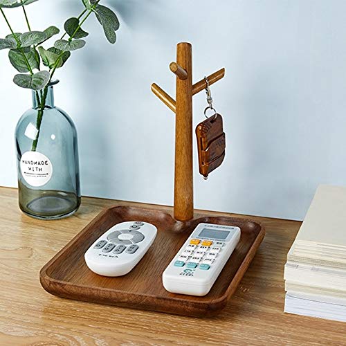 DXM. CVFG 3PCS Solid Wood Key Rack, Porch Storage Rack, Walnut Square