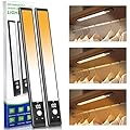 Mpotmiy Under Cabinet Lights with Digital Display,52 LED Rechargeable Motion Sensor Light Indoor,3 Color Temperatures, Magnetic Dimmable Closet Lights, Under Counter Light for Kitchen, Stairs,2-Pack
