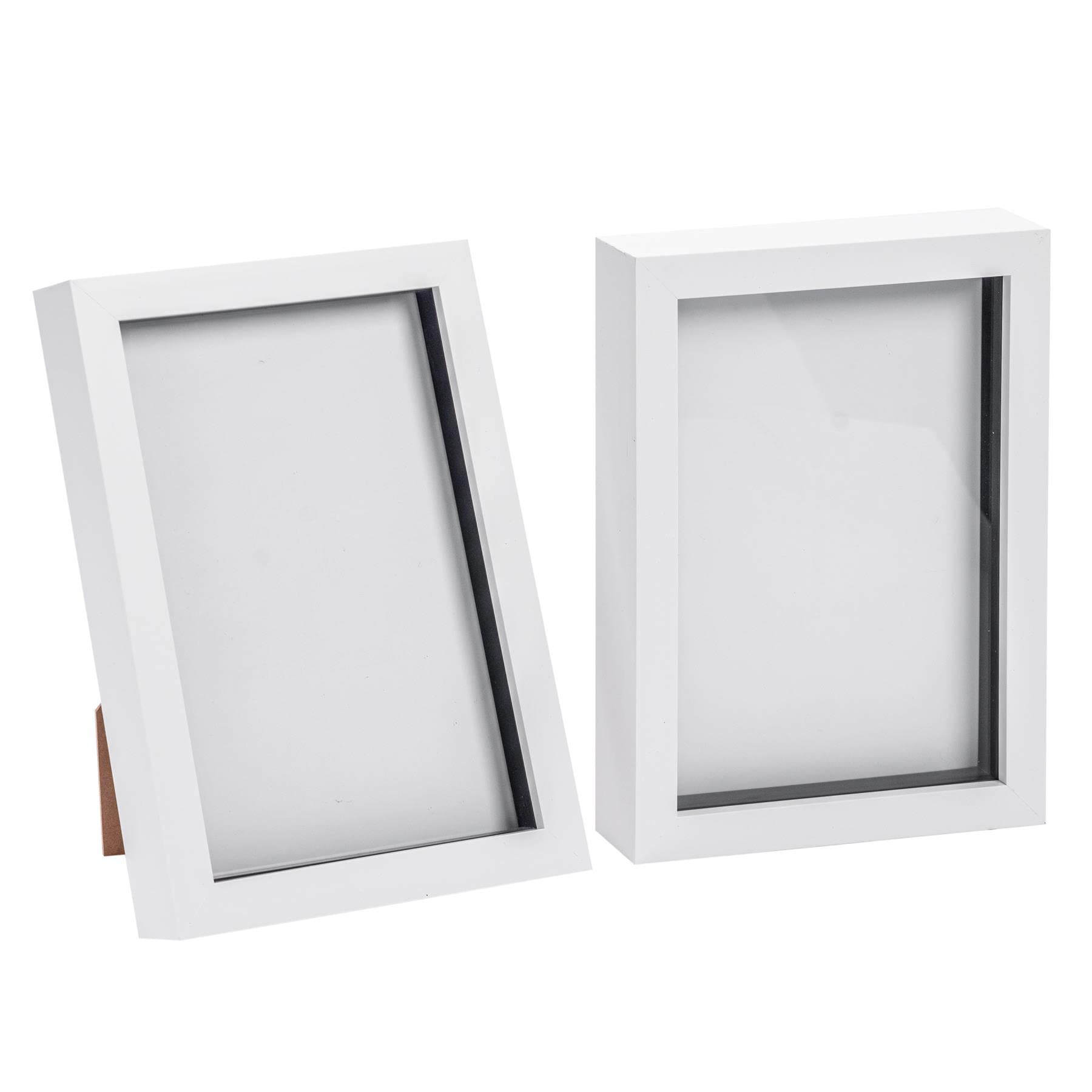 Nicola Spring 3D Shadow Box Photo Frame - A5 (6 x 8") - 3D Photo Frame Picture Frame Memory Box Display Case for Photos, Memorabilia, Artworks, Crafts, Decoration, A5(6x8inch) White - Set of 2