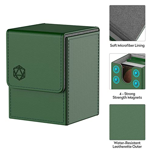 Pulchra Card Deck Box with 2 Dividers per Holder for TCG Large Size Holds up to 100+ Cards (Dice Design,Green) - Image 3
