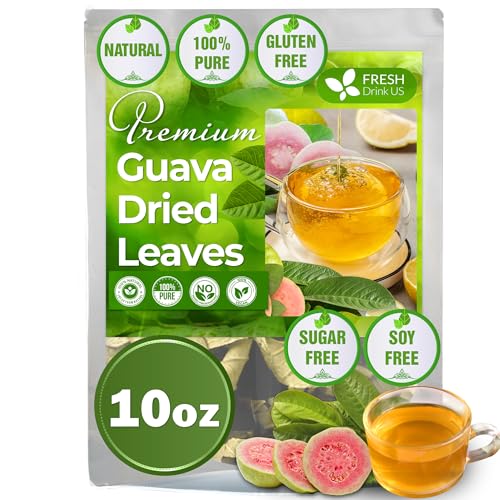 Image of FreshDrinkUS, Premium 10oz Guava Dried Leaves (CUT & SIFTED), 100% Natural & Pure from Dried Guava Leaves, Guava Loose Leaf Tea, No Additives, No Caffeine, Vegan