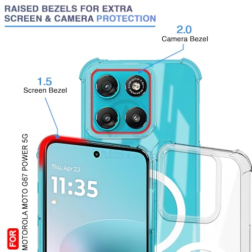 Image of AESTMO Clear Back Cover for Motorola Moto G67 Power / G57 Power 5G | 360 Protection | Transparent Back Cover (PC + TPU, Compatible with MagSafe Accessories, Transparent Bumper)