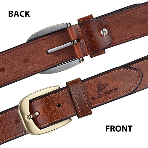 Image of Genuine Leather Belt for Formal, Casual & Jeans Wear, belt for Mens /Boys. Color - Tan /Blue||CSBL-06||