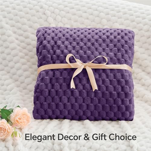 Image of BEDELITE Purple Throw Blanket for Couch, Soft Cozy Gifts for Women, 50 * 60 | 3D Jacquard Decorative Fleece Blanket, Super Soft Plush Throws, Cute Birthday Gift for Women & Men, Suitable for All Seasons