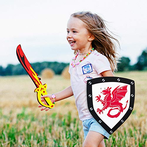 Super Z Outlet Children's Foam Toy Medieval Joust Dual Dragon Sword & Shield Knights Set Lightweight Safe for Birthday Party Activities, Event Favors, Toy Gifts - Thumbnail 6
