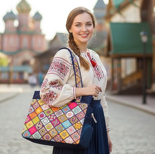 Image of Printed Handbag for Women | Office Bag | Stylish Bag for Office Use | Nylon Large Shoulder Bag 20 Liter | Stylish Tote for Office Use | Purse for Women | Vegan Handbag | Daily & Travel Use