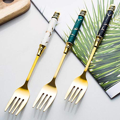 Ensemble de couverts en argenterie, 30 pièces, ensemble, vaisselle, manche céramique marbre, couteau, fourchette, cuillère, à steak, dessert, lavable au lave-vaisselle, vert