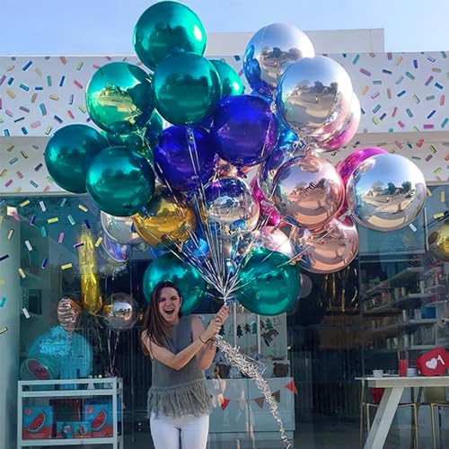 Image of PartyWoo Dark Green Foil Balloons 6pcs Large Round Giant Jumbo 4D Balloons