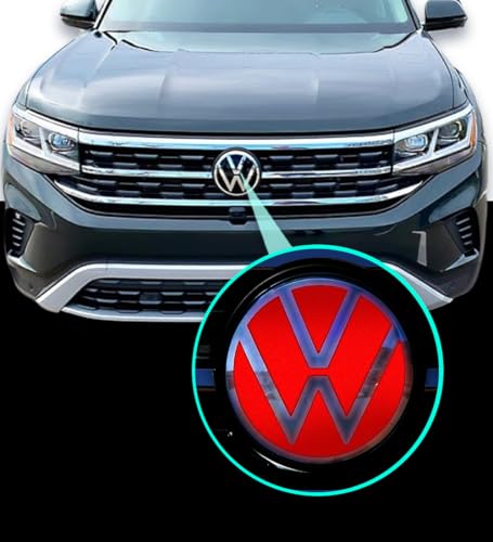 Image of IPG Decal Made for VW 2021 Passat Polo Tiguan Golf Rear /Front Emblem Logo Decals Stickers Set (4 Units) (Reflective Red)