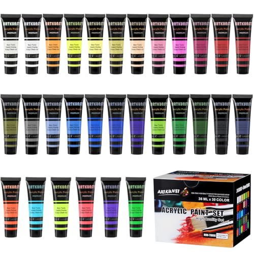 ARTKUNST Acrylfarben Set 30 x 36 ml, Acrylic Paint Set