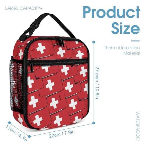 Switzerland Flag Or Banner Cute Backpacks Set Lightweight Lunch Bag Aesthetic Pencil Cases for Travel Work4