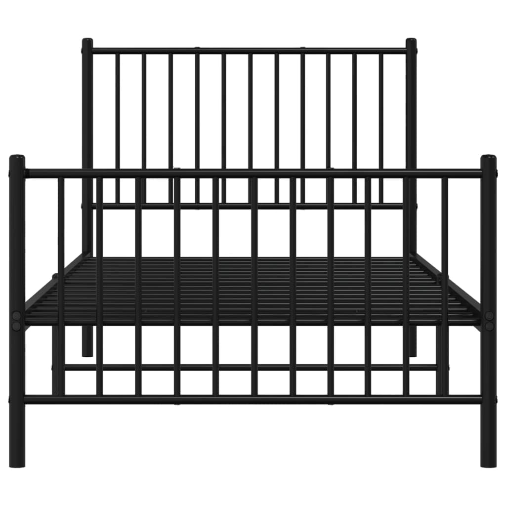 Malowana proszkowo stal Klasyczna rama z listwami Czarny 90x200 cm