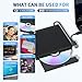 LLMHHKYK External CD/DVD Drive for Laptop, USB 3.0 & Type-C CD Burner, Portable DVD Player, Slim External Optical Drive Plug and Play, CD/DVD RW, Compatible with PC, Mac, Linux (2 in 1 Black)