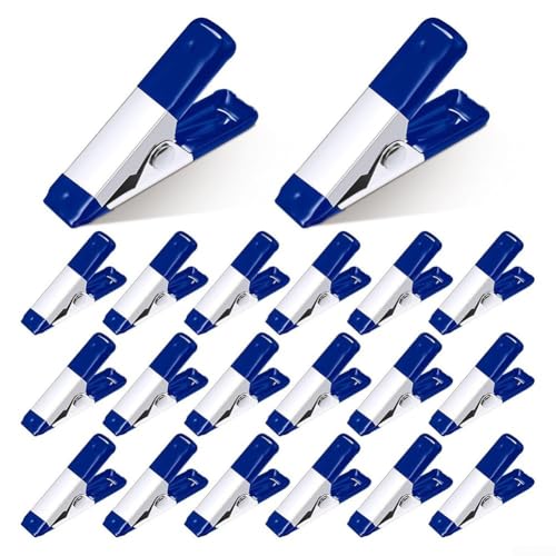 Clip a molla in metallo, confezione da 100 piccoli morsetti a molla con apertura da 1,9 cm, clip in filo di acciaio rivestito in gomma, per ufficio e officina (blu)