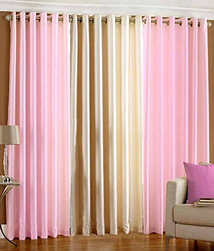 Homefab India Pack of 3 Royal Polyester Door Curtains - 7 feet, Multicolor