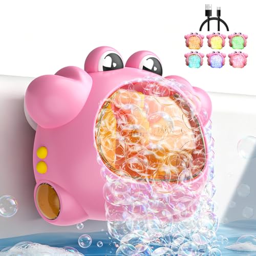 Badewanne Spielzeug für 1 2 3 Jahre Mädchen Badespielzeug Bubble mit LED-Licht & 12 Kinderliedern Badewannenspielzeug Baby Geschenk für Kinder Kleinkinder - Rosa